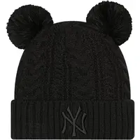 New Era MLB WMNS DOUBLE POM CUFF BEANIE NEW YORK YANKEES Klubový kulich, černá, velikost UNI