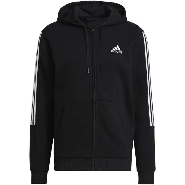 adidas 3-STRIPES FULL-ZIP HOODIE Pánská mikina, černá, velikost