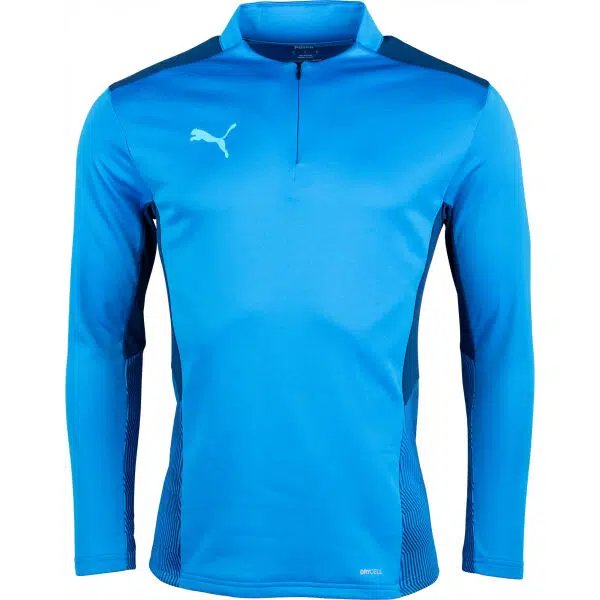 Puma TEAMCUP 1/4 ZIP TOP Pánská tréninková mikina, modrá, velikost