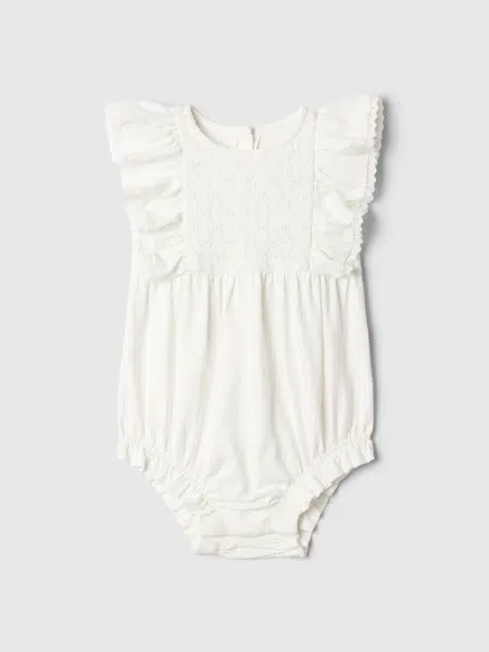 Biele dievčenské baby bavlnené body GAP