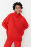 Trendyol Orange Wide Pattern Soft Texture Knitwear Sweater