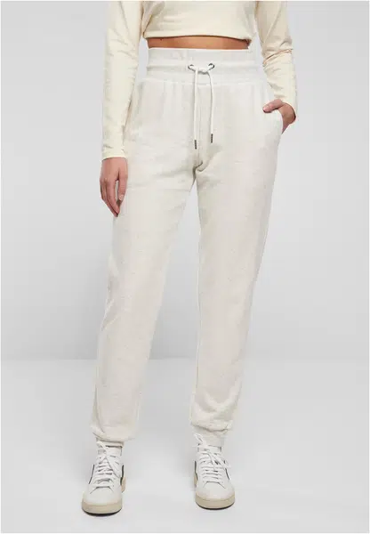 Women's Melange Sweat trousers with high waist light grey