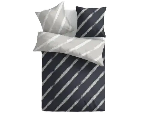 Obliečky Estella 140x200 cm, pruhované modro-šedé, renforcé%