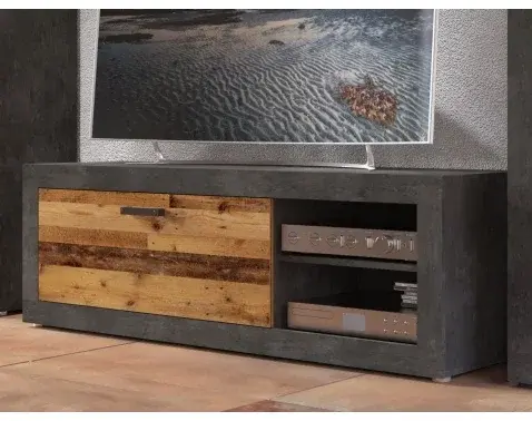 TV skrinka Kassel, vintage optika kovu/dreva%