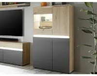 Presklená skrinka Lille, dub artisan/antracit, s osvetlením%