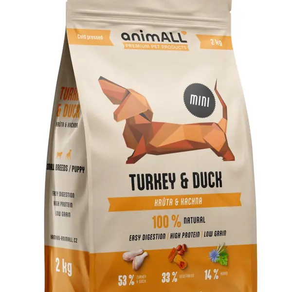 animALL Mini Turkey&Duck granule pro psy 2 kg