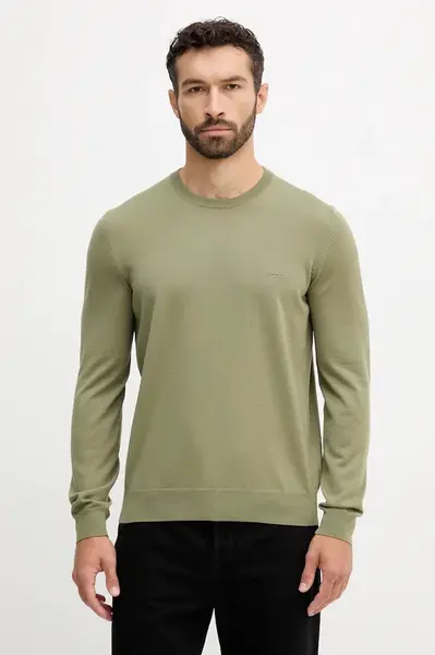 Vlněný svetr BOSS pánský, černá barva