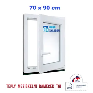 Plastové okno | 70 x 90 cm (700 x 900 mm) | bílé |otevíravé i sklopné | pravé