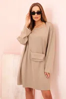 Kesi Włoski Dámská viskózová sukýnka Plus Size s kabelkou na řetízku tmavě béžová