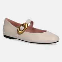Kožené baleríny Pretty Ballerinas Nicole béžová barva, 52563_002