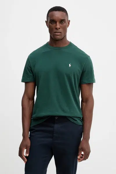 Bavlněné tričko Polo Ralph Lauren pánské, zelená barva, 710916698