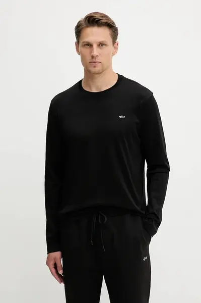 Bavlněné tričko s dlouhým rukávem Paul&Shark Knitwear černá barva, 15311611