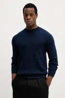 Vlněný svetr Emporio Armani pánský, tmavomodrá barva, EM001989 AF14199