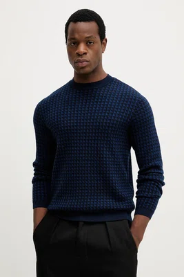 Vlněný svetr Emporio Armani pánský, tmavomodrá barva, EM001989 AF14199