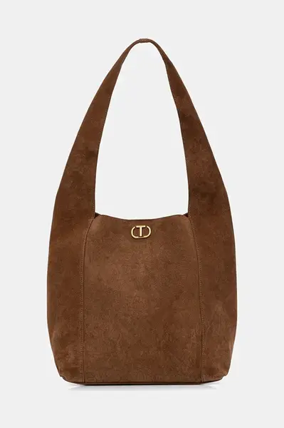 Semišová kabelka Twinset hnědá barva, 252TB7380