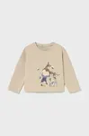 Dětské bavlněné tričko s dlouhým rukávem Mayoral béžová barva, 2082