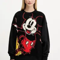 Mikina Desigual HELLO MICKEY dámská, černá barva, vzorovaná, 25WWSK14