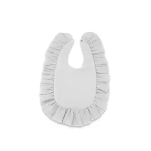 Baby Nellys Nepromokavý mušelínový bryndáček s volánkem Nature - šedý