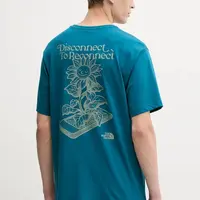 Bavlněné tričko The North Face Connect Relaxed pánské, tyrkysová barva, s potiskem, NF0A8E3YBSI1