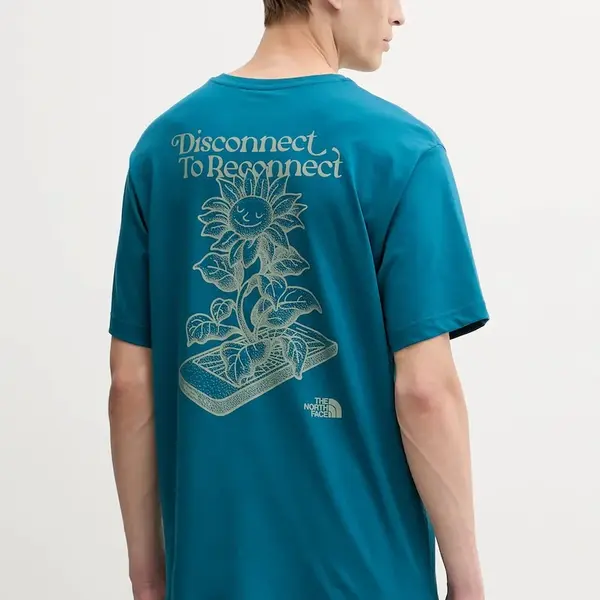 Bavlněné tričko The North Face Connect Relaxed pánské, tyrkysová barva, s potiskem, NF0A8E3YBSI1