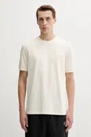 Bavlněné tričko EA7 Emporio Armani pánské, béžová barva, s aplikací, AF13741.7X000127