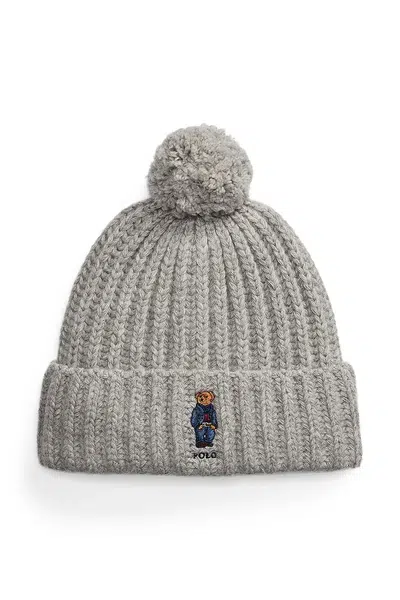 Vlněná čepice Polo Ralph Lauren šedá barva, 455936112