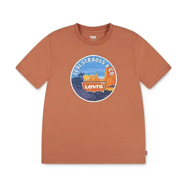 Dětské bavlněné tričko Levi's DESERT TRAIL TEE oranžová barva, s potiskem, 8EN993