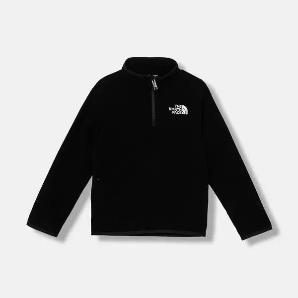 Dětská fleecová mikina The North Face TEEN GLACIER 1/4 ZIP PULLOVER černá barva, hladká, NF0A8CVGJK31