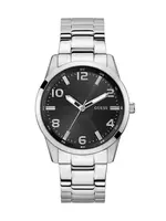 GUESS Analógové hodinky 'MONTE'  čierna / strieborná / biela