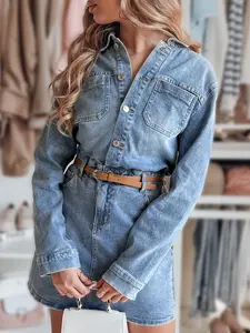 Sukienka damska mini one size JINELLA z paskiem niebieska Dstreet