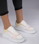 Gemre White-yellow sporty faux leather sneakers Lavilia