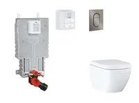 Grohe Uniset - Set predstenovej inštalácie, klozetu, dosky SoftClose a tlačidla Arena Cosmopolitan S, Triple Vortex, kefovaný Hard Graphite SANI15BB51