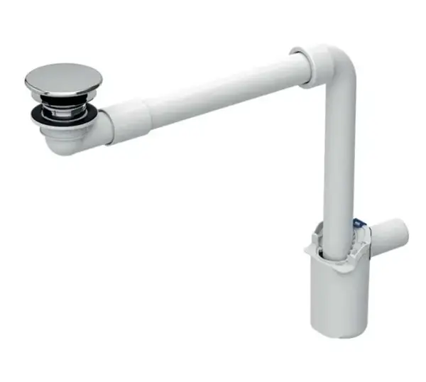 Geberit Príslušenstvo - Úsporný umývadlový sifón s neuzatvárateľnou výpusťou na umývadlá bez prepadu, chróm 152.093.21.1