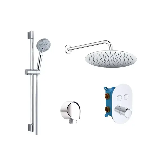 Mereo Sprchový program - Sprchový set s termostatem pod omítku, 20 cm, 5 proudů, chrom CB60106TB2