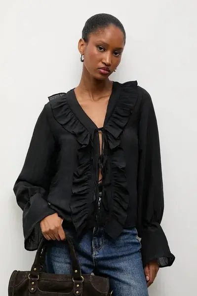 Blúzka Answear.LAB čierna farba, jednofarebná