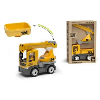 MultiGO ECO Build 2+1 - Igráček stavbař, auto, jeřáb, valník