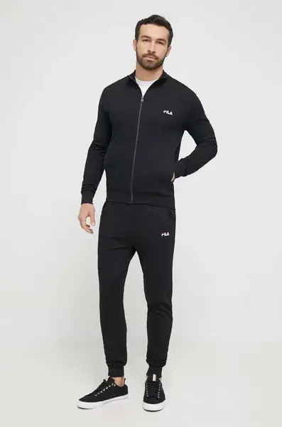 Bavlněná tepláková souprava Fila černá barva