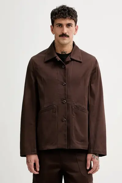 Bavlněná bunda Kenzo hnědá barva, FF55VE2309GF.90