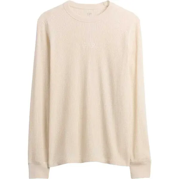 GAP V-FRCH LS WAFFLE MINI LOGO CREW Pánské tričko, béžová, velikost