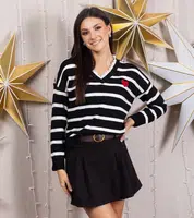 Gemre Black striped sweater adorned with Anel patch