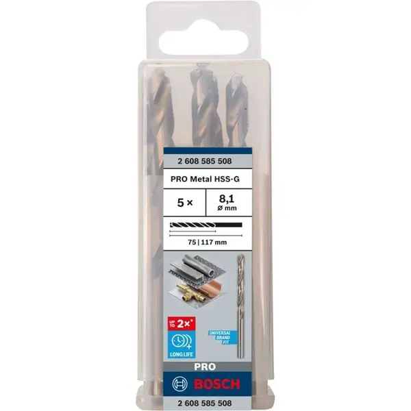 Bosch Príslušenstvo - Súprava vrtákov do kovu, 8,1x117 mm, 5 ks 2608585508