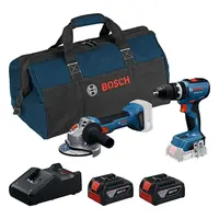 Bosch - 18V AKU súprava vŕtačky s príklepom GSB 18V-65 a uhlovej brúsky GWS 18V-8, 2x aku 4,0 Ah Li-Ion, nabíjačka 0615A5008Z