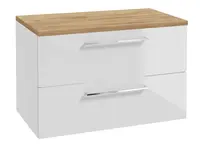 kielle Vega - Skrinka vrátane dosky pod umývadlo 80x50x46 cm, lesklá biela/zlatý dub 50018S820