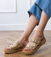 Gemre Golden sandals with buckles on straps Rider