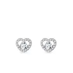 Diamantové náušnice srdce z bílého zlata KLENOTA
