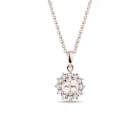 Náhrdelník z růžového zlata s morganitem a brilianty KLENOTA