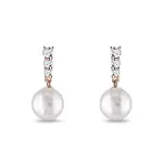 Náušnice z růžového zlata s perlou a brilianty KLENOTA