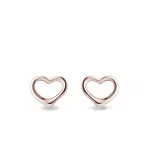Napichovacie náušnice z ružového zlata v tvare srdiečok KLENOTA