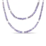 Tanzanitový náhrdelník s perlami v bílém zlatě KLENOTA