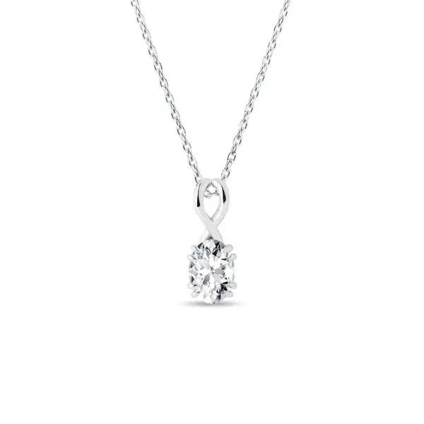 Náhrdelník s oválným diamantem v bílém zlatě KLENOTA